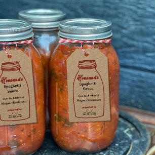 Etiqueta Rustic Red Canning Jar Kraft Hang
