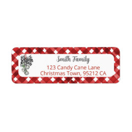 Etiqueta Rustic Red Gingham Noël Adress