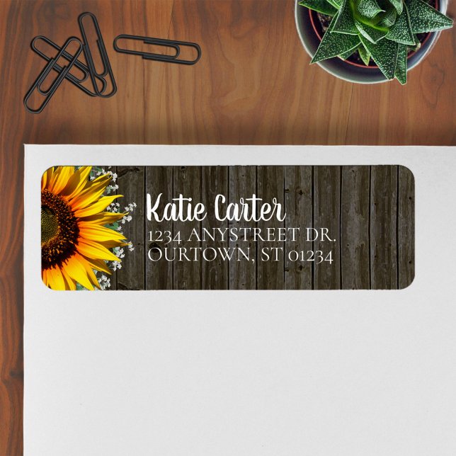 Etiqueta Rustic Sunflower Address Label (Subido por el creador)