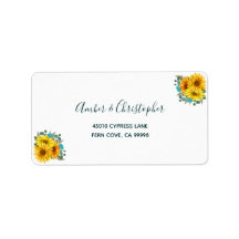 Rustic Sunflower Roses Wedding RSVP Return Address