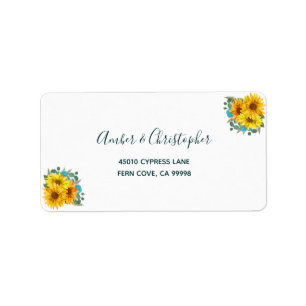 Etiqueta Rustic Sunflower Roses Wedding RSVP Return Address