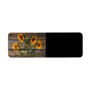 Etiqueta Rustic Sunflowers Butterflies Barn Board