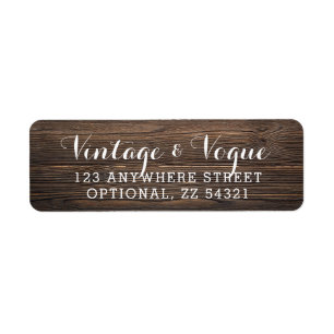 Etiqueta Rustic Vintage Wood Elegant Country Return Address
