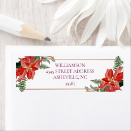 Etiqueta Rustic Winter Poinsettia Red Christmas Wedding
