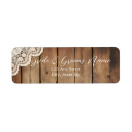 Etiqueta Rustic Wood and Lace Return Address Labels