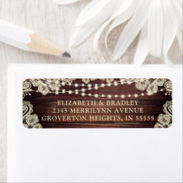 Etiqueta Rustic Wood String ilumina a Boda marfileño