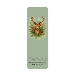 Etiqueta Rustic Woodland Deer Head with Winter Foliage - 