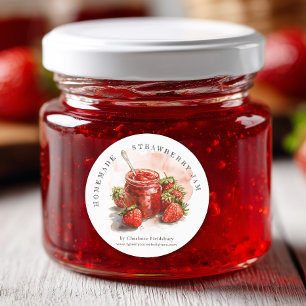 Etiqueta rústica casera de fresa con mermelada de