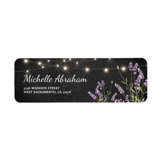 Etiqueta Rústica cuerda de lavanda Twinkle Luces (Frente)