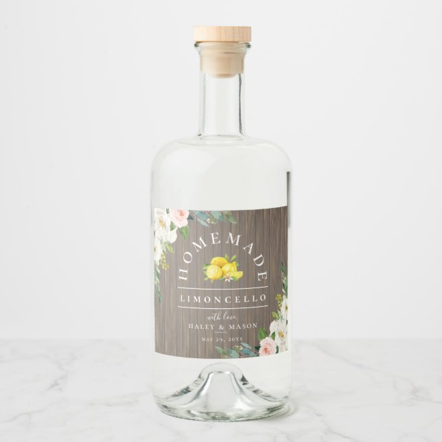 Etiqueta rústica de bebidas de madera de Limoncell (Anverso)