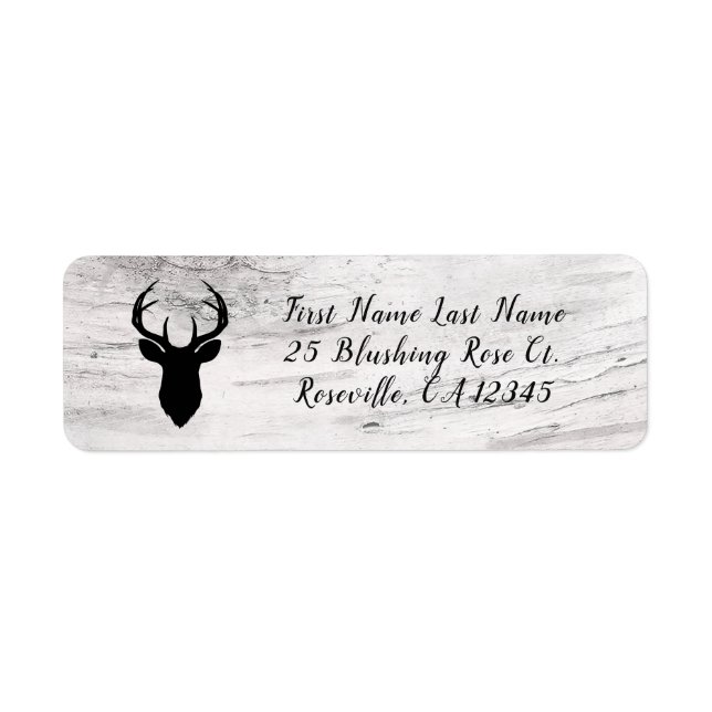 Etiqueta Rústica de Birch Blanca Farmhouse Antlers (Frente)