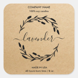 Etiqueta rústica de las velas Lavanda Wreath Frasc
