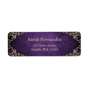 etiqueta rústica de marco dorado púrpura