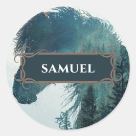 Etiqueta Rústica de nombre de caballo