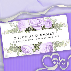 Etiqueta Rústica dirección floral Boho Purple Rosa