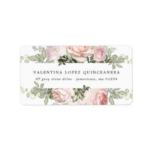 Etiqueta Rústica dirección floral rosa rosa rosa de Rubor Q