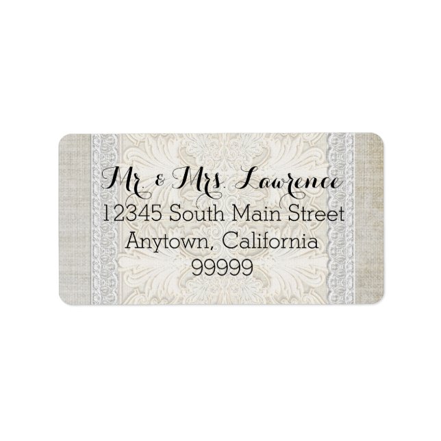 Etiqueta Rústica encaje con vigas vivas de edad elegancia d (Frente)