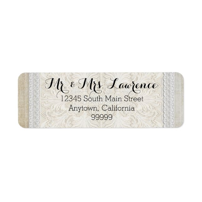 Etiqueta Rústica encaje con vigas vivas de edad elegancia d (Frente)