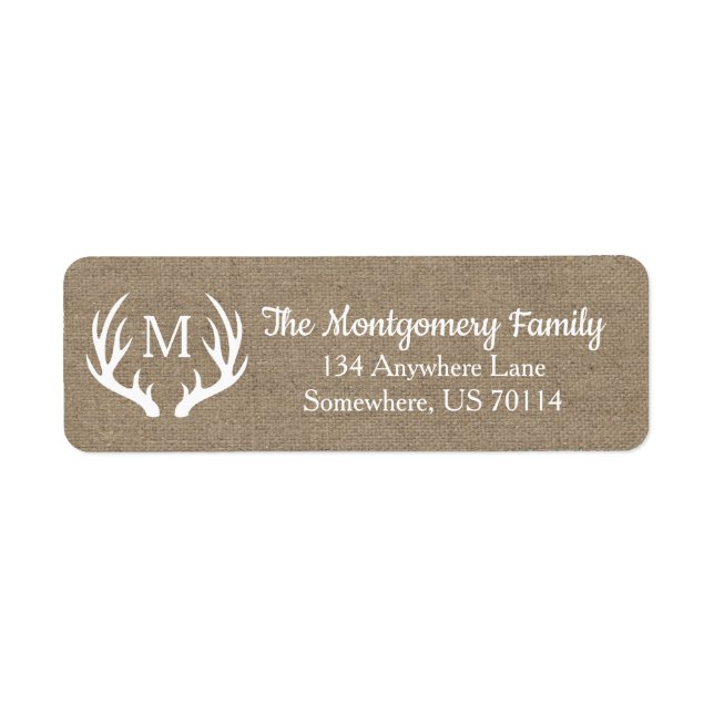 Etiqueta Rústica granja de campo Antlers de ciervos Faux Bu (Frente)