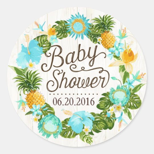 Etiqueta Rustica Hawaiana De Baby Shower De La Zazzle Es