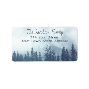 Etiqueta Rústica Pines Foggy Blue Mountain Return Address