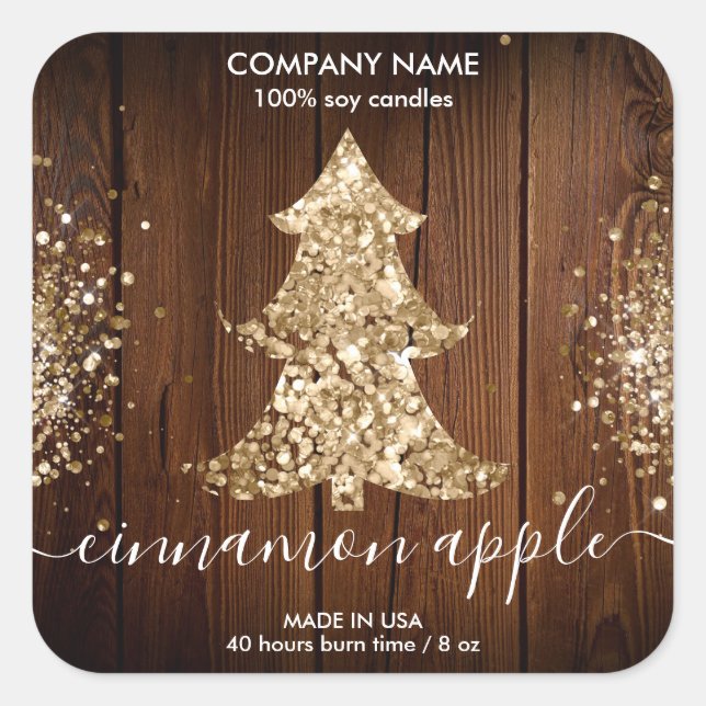 Etiqueta rústica Purpurina de vara de árbol de Nav (Anverso)