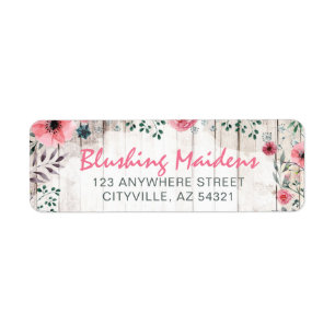 Etiqueta Rústica Shabby De Madera Chic Rosas Dirección De R