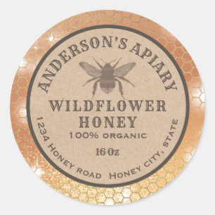 Etiqueta rústica vintage Kraft abeja miel de abeja