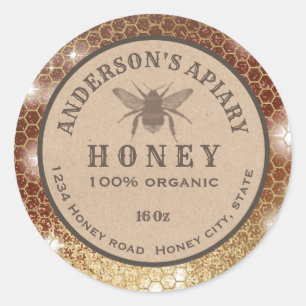 Etiqueta rústica vintage Kraft abeja miel de abeja