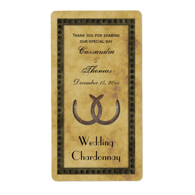 Etiqueta Rústicas herraduras con molestias en frascos BG (Frente)