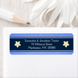Etiqueta Rústico Blue Floral Return Address Labels Favorece