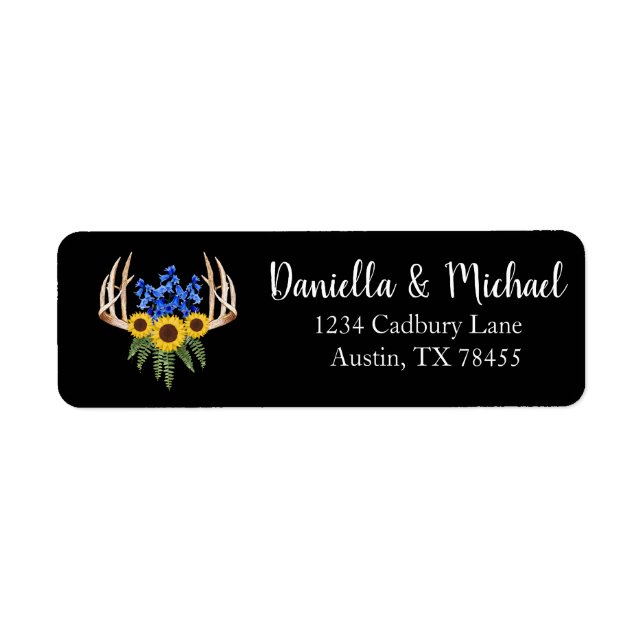 Etiqueta Rústico Boda de las antenas florales (Frente)