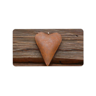 Etiqueta Rústico Corazón Viejo en Madera Log Cabin