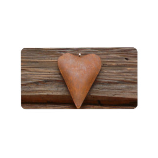 Etiqueta Rústico Corazón Viejo en Madera Log Cabin