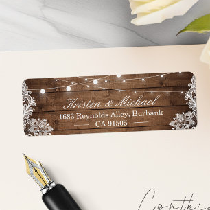 Etiqueta Rústico Country Barn Wood String Luces Lace