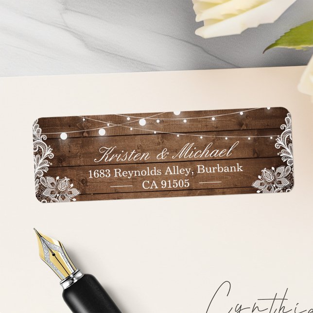 Etiqueta Rústico Country Barn Wood String Luces Lace (Subido por el creador)