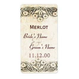 Etiqueta Rústico encaje en la boda de un país en burlap