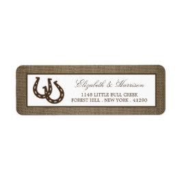 Etiqueta Rústico Herradura Del País En El Boda Burlap