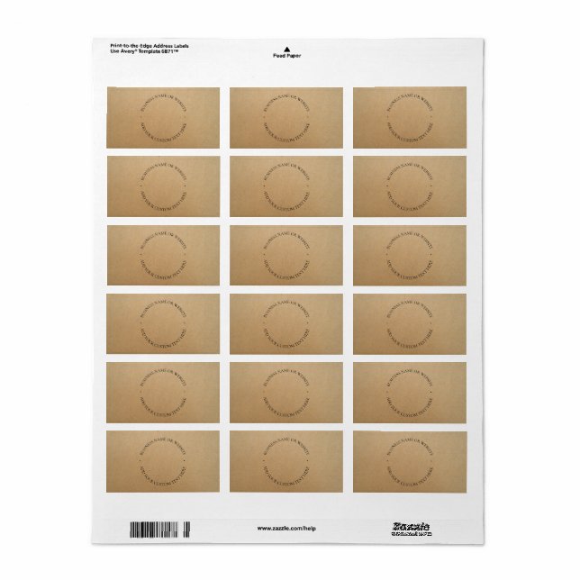 Etiqueta Rústico Kraft Modern Stylish Professional (Hoja Entera)