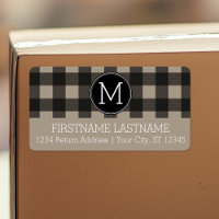 Rústico Linen Negro Búfalo Plaid gingham Monograma