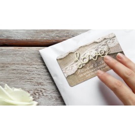 Etiqueta Rústico País Amor Rope Burlap Lace Wood Boda
