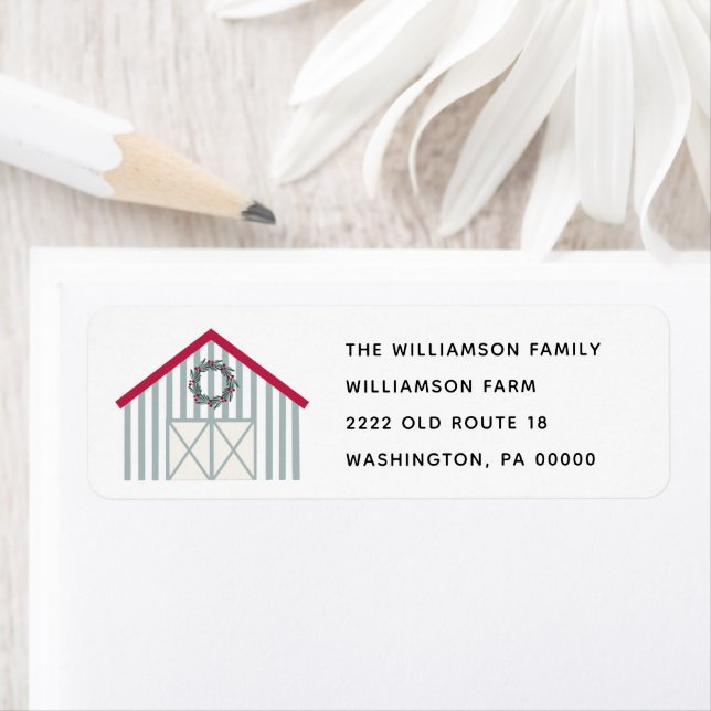 Etiqueta Rústico Pip Berry Wreath Navidades Dirección de Re (In situ)