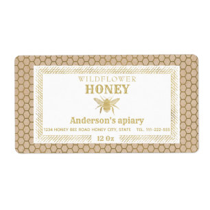 Etiqueta Rústico vintage Abeja dorada Kraft tarro