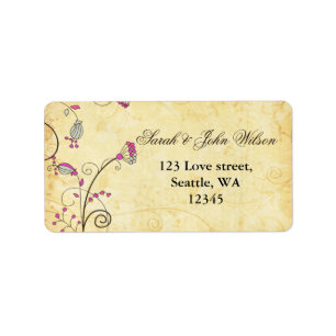 Etiqueta rústico Vintage Fuchsia botánica floral