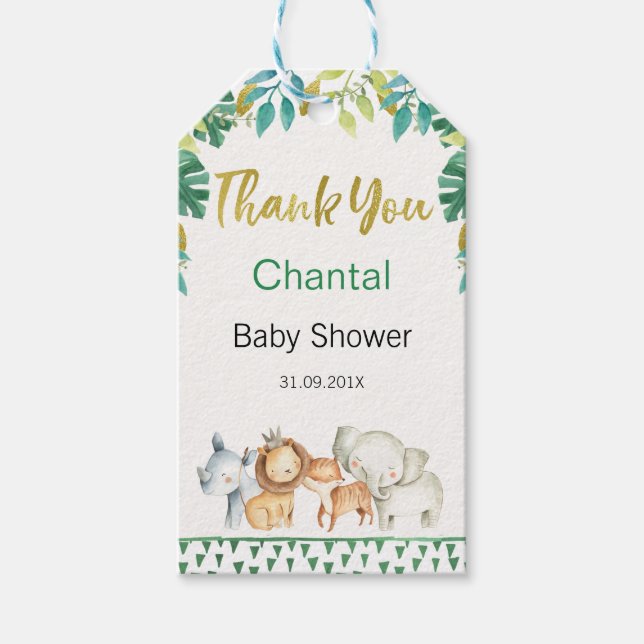 Etiqueta Safari Animals Baby Shower Favor (Anverso)