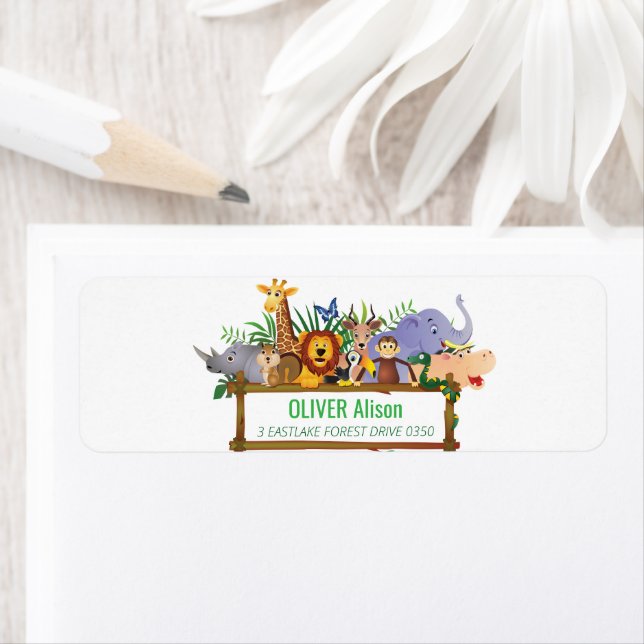 Etiqueta Safari de vegetación salvaje de una jungla para ni (In situ)