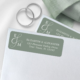 Etiqueta Sage Green Boda Ampersand Return Address