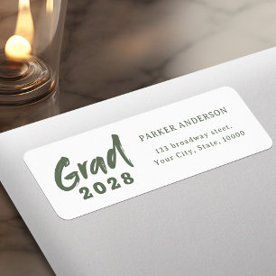 Etiqueta Sage Green Modern Script Graduation Return Address