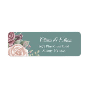 Etiqueta Sage Green Rustic Dusty Rosa Dirección Boda