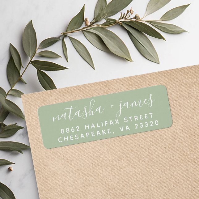 Etiqueta Sage Green Stylish Boda Dirección de devolución (Subido por el creador)